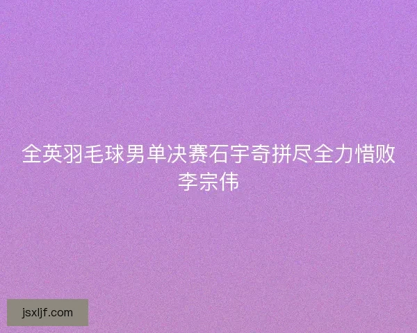 全英羽毛球男单决赛石宇奇拼尽全力惜败李宗伟